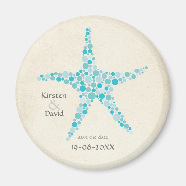 Amidon Turquoise Aqua Sauvons la date Favor Magnet (Devant)