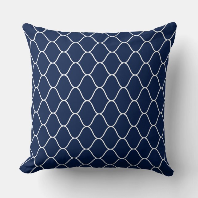 Amime Pattern - Weiß auf Dk Indigo Blue 001744 Kissen (Vorderseite)
