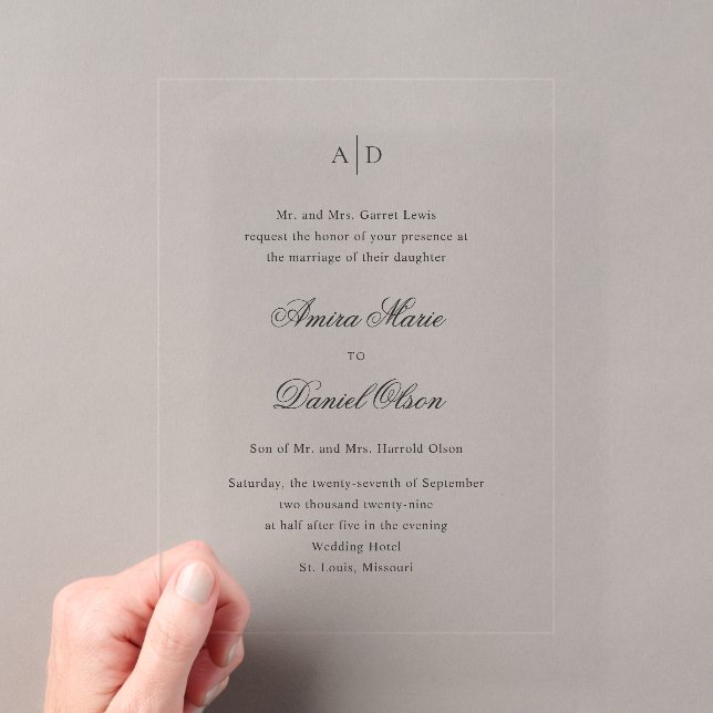 Amira Elegant Wedding Acryleinladungen (Insitu (Handheld))