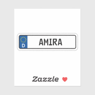 Amira German Car License Plate Aufkleber