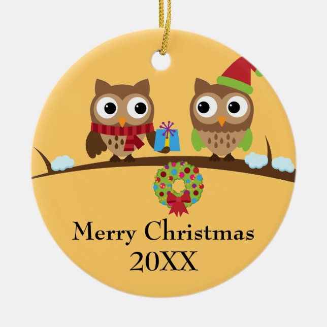 Amis de hibou avec ornement cadeau (Devant)