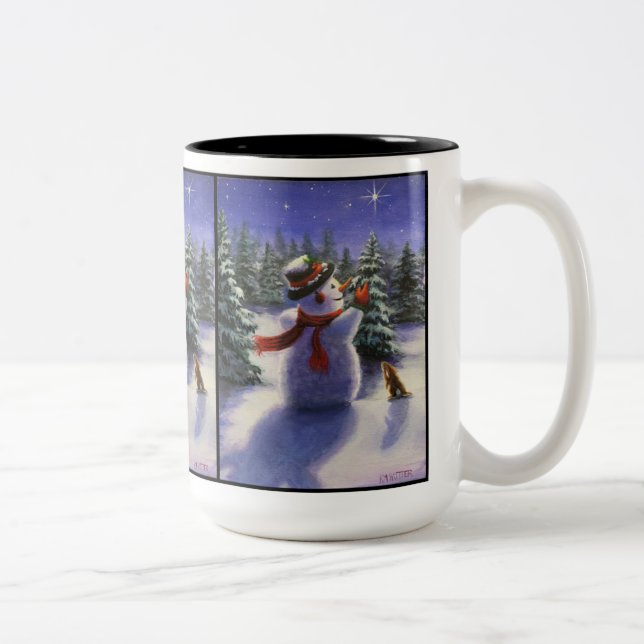 Amis de Noël Snowman et lapin tasse d'hiver (Droit)