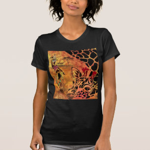 Amis des T-shirts de filles et de girafes africain