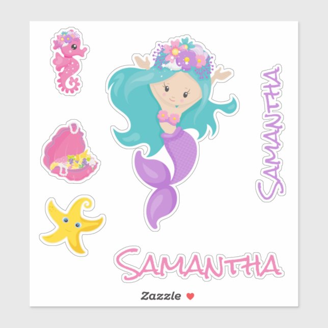 Amis Mermaid Pink Sea Sticker (Feuille)