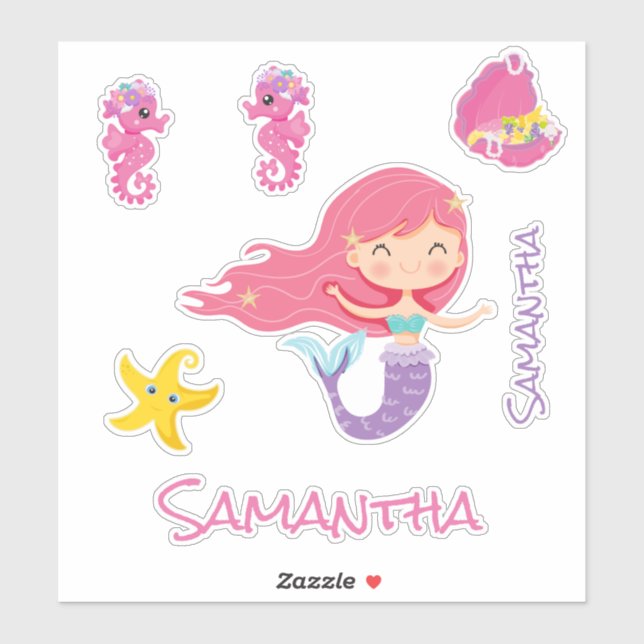 Amis Mermaid Pink Sea Sticker (Feuille)