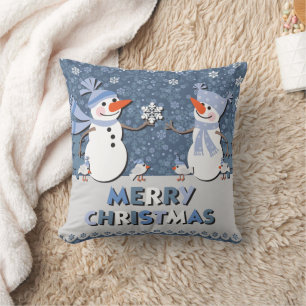 Amis Snowman mignonnes Lancer Oreiller