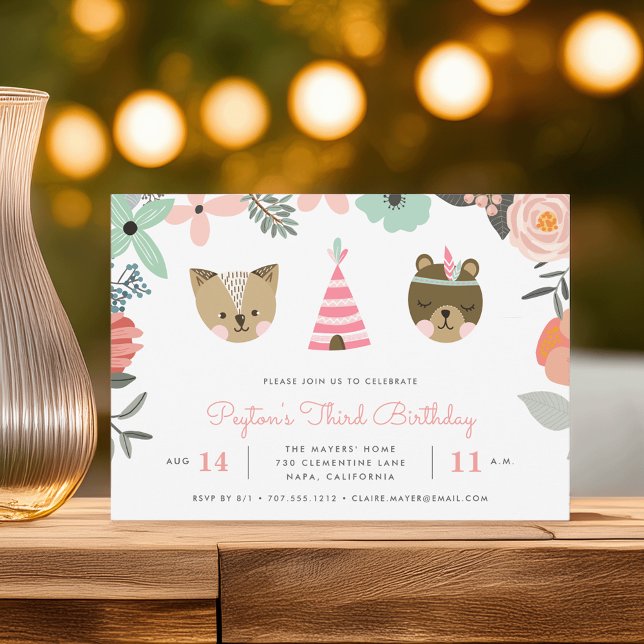 Amis Woodland | Invitation du Anniversaire de enfa (Créateur téléchargé)