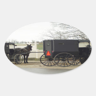 Amische Buggy "Parkplatz " Ovaler Aufkleber