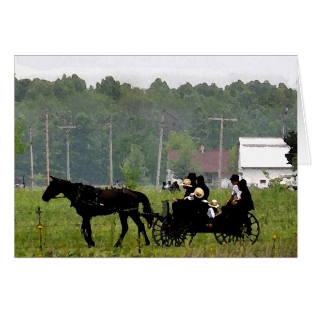 Amisches Familie Fahrt-Aquarell (Vorderseite (Horizontal))