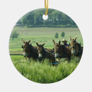 Amisches Pferd gezeichneter Pflug Keramik Ornament