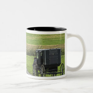 Amish-Buggy auf einer Farmstraße, Nordost-Ohio, Zweifarbige Tasse