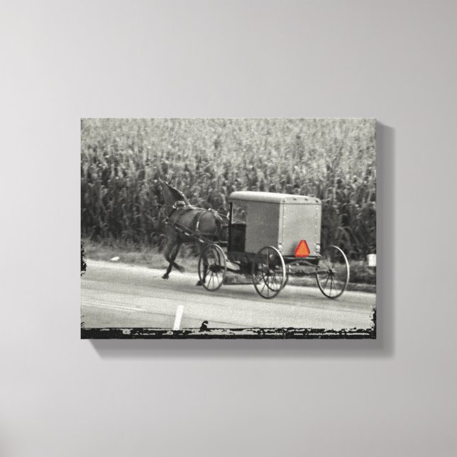 Amish Buggy Monochrome Leinwanddruck (Vorderseite)