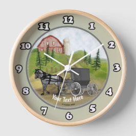 Amish-Buggy-Uhr Runde Wanduhr