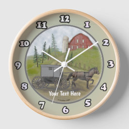Amish-Buggy-Uhr Runde Wanduhr