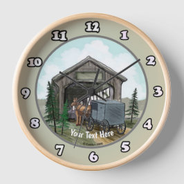 Amish Covered Bridge Round Clock Runde Wanduhr