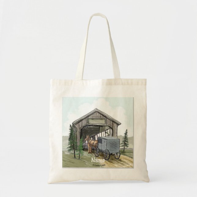 Amish Covered Bridge Tote Bag Tragetasche (Vorne)