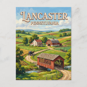 Amish-Farmland und überdachte Brücken Lancaster Postkarte