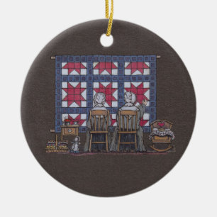 Amish-Frauen beim Quilten Keramik Ornament