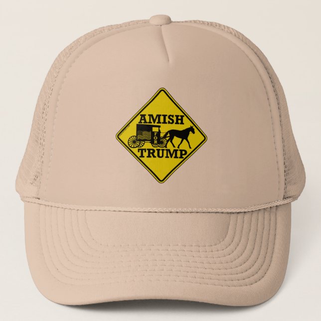 Amish für Trumps Pferd und Buggy politischen Humor Truckerkappe (Vorderseite)
