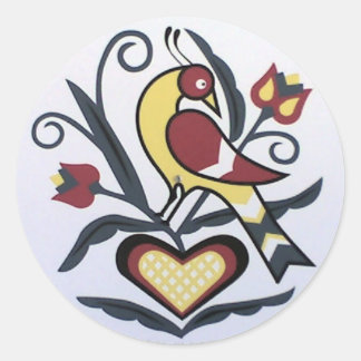 Amish Hex Lovebird Runder Aufkleber