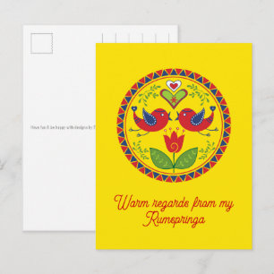 Amish - Hex-Symbol Distelfinken Tulpen Herzen Drei Postkarte