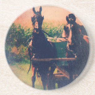 Amish Horse Team Getränkeuntersetzer