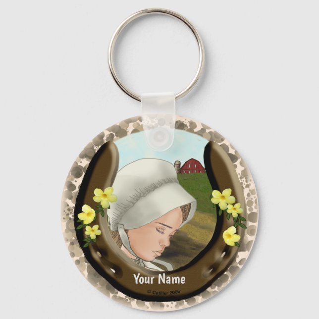 Amish Horseshoe Girl Schlüsselanhänger (Vorderseite)
