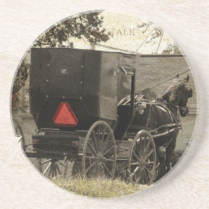 Amish Horst und Buggy Sepia Postcard Getränkeuntersetzer