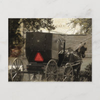 Amish Horst und Buggy Sepia Postcard