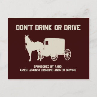 Amish - nicht trinken oder Auto fahren Postkarte