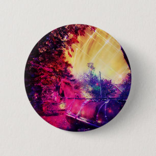 Amish Pferd und Buggy Trippy Art Button