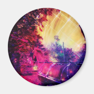 Amish Pferd und Buggy Trippy Art Magnet