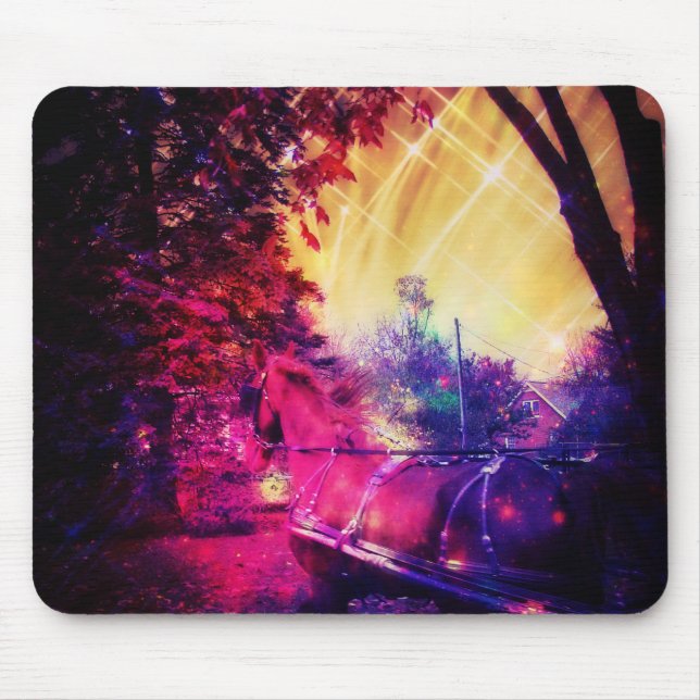 Amish Pferd und Buggy Trippy Art Mousepad (Vorne)