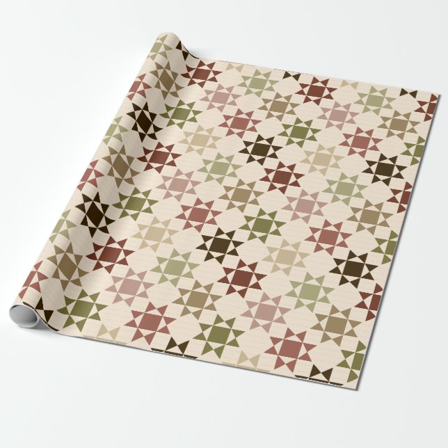 Amish Quilt Druckneutrale Farben Gemustert Geschenkpapier (Ungerollt)