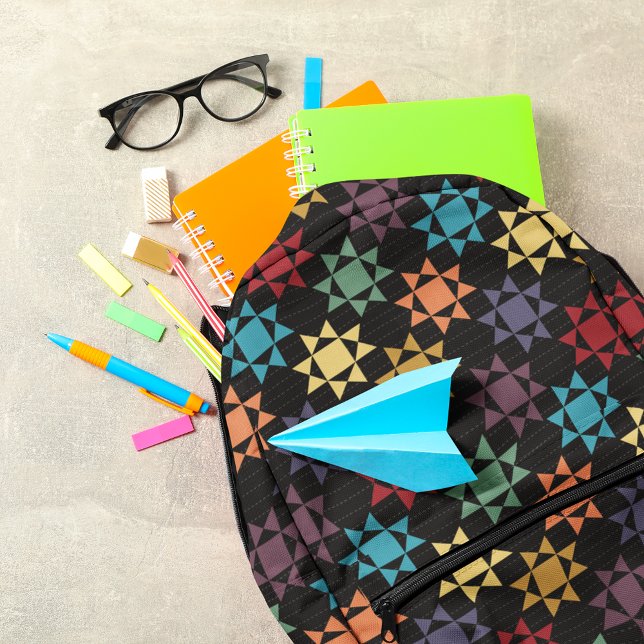 Amish Quilt Print Bright Colors Gemustert Bedruckter Rucksack (Von Creator hochgeladen)