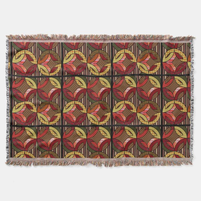 Amish Wedding Ring Quilt Muster in Herbstfarben Decke (Vorderseite)