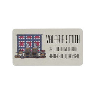 Amish Women Quilting Adressaufkleber