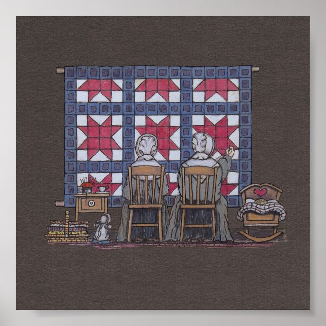 Amish Women Quilting Poster (Vorne)