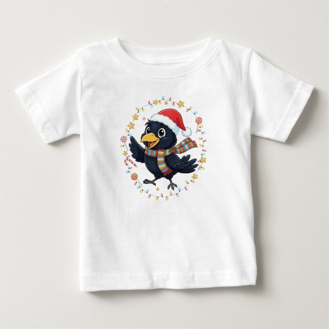 AMITA | Cheerful Crow - Holiday Lights Baby T-shirt (Vorderseite)