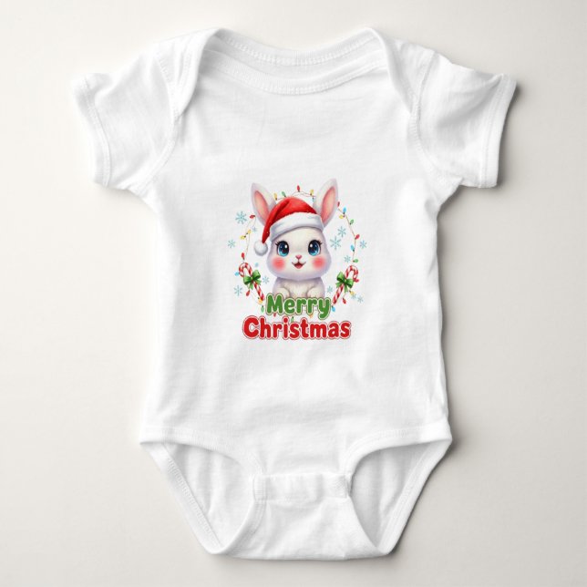 AMITA - Fröhlicher Weihnachtsbär Baby Strampler (Vorderseite)