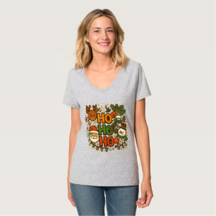 AMITA HO HO HO Holiday-Crew-Neck-Shirt T-Shirt