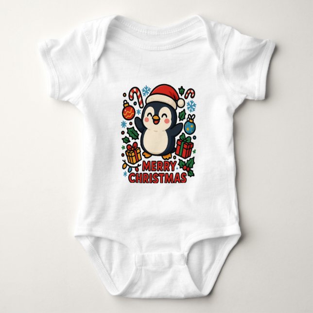 AMITA - Merry Christmas Penguin Baby Strampler (Vorderseite)