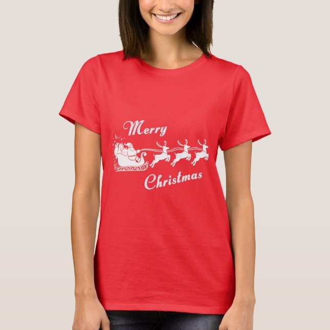 Amita - Santa Sleigh Christmas Design T-Shirt (Vorderseite)