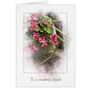 amitié merci-vélo avec les géraniums