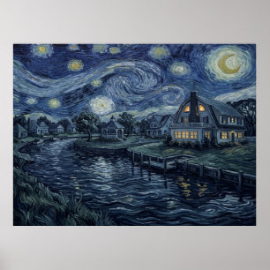 Amityville Horror House Sternennacht Kunst Poster