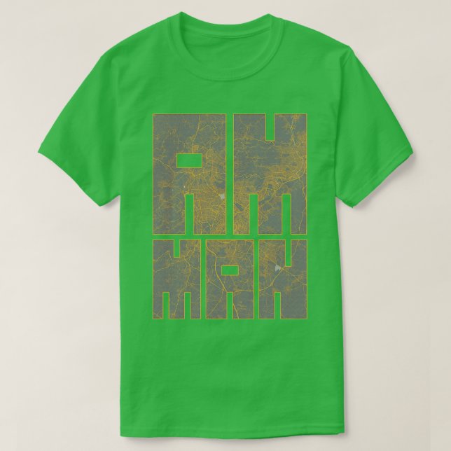 Amman City Map Typografie Bauhaus T-Shirt (Design vorne)