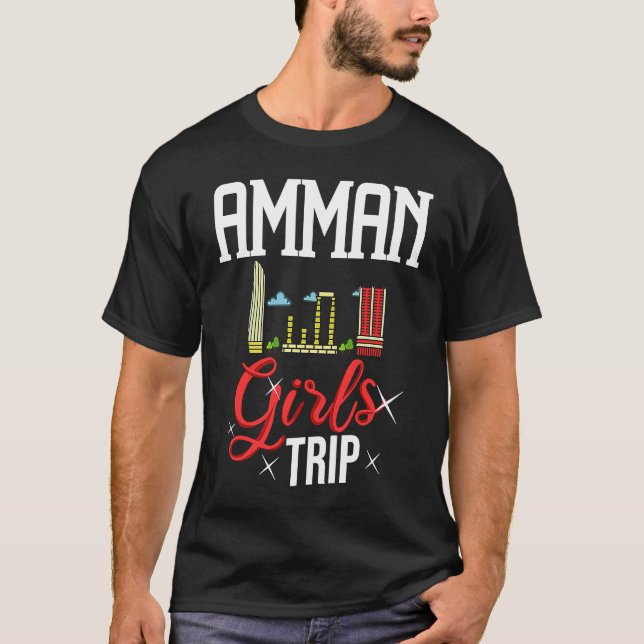 Amman Jordan City Trip Skyline Karte Reise 1 T-Shirt (Vorderseite)