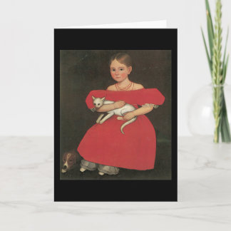 Ammi Phillips Mädchen im Rot mit ihrer Katze und Karte