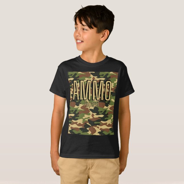 AMMO Vêtements Classic Army Imprimer T-shirt garço (Devant entier)