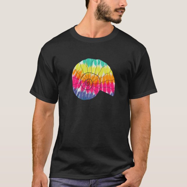 Ammonit mit Gefärbte Krawatte für Fossilienjagd T-Shirt (Vorderseite)